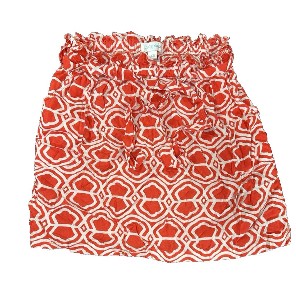 Escapada Pull On Stretchy Waist Above Knee Skirt Sz XS Orange & White 100% Rayon